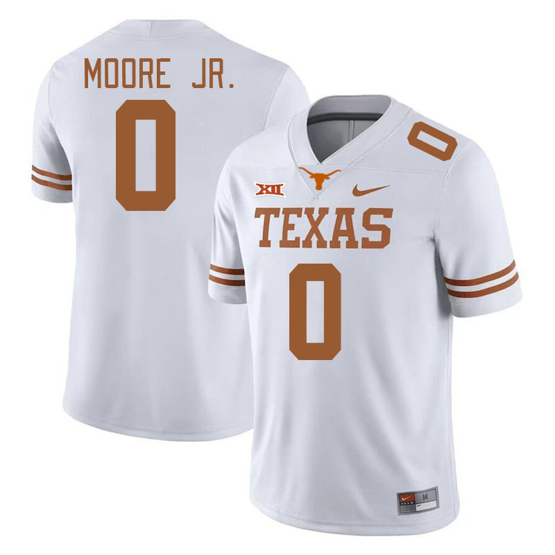 Men #0 DeAndre Moore Jr. Texas Longhorns College Football Jerseys Stitched-White